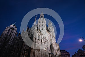 St Stephens Cathedral Stephansdom at night - Vienna, Austria