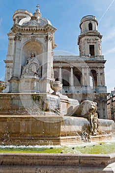 St. Sulpice Church and fountain, Paris