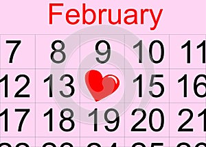 St. Valentine's day calendar