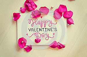 St Valentine`s Day vintage composition of greeting note