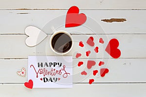St Valentine`s Day vintage composition of note with Valentine`s Day greeting