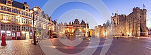 St Veerle's Square night, Ghent, Belgium