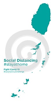 St Vincent and the Grenadines map with Social Distancing stayathome tag