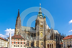 St. Vitus cathedral in Hradcany castle courtyard, Prague, Czech Republic