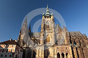 St. Vitus cathedral in Hradcany castle courtyard, Prague, Czech Republic