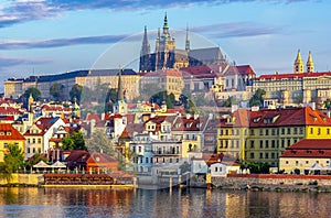 St. Vitus cathedral in Hradcany castle over Lesser town, Prague, Czech Republic