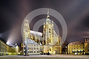 St. Vitus Cathedral at night in Prague