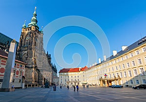 St. Vitus Cathedral and old Royal palace in Prague Castle, Czech Republic