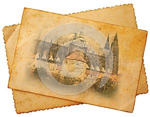 St Vitus cathedral on postcard