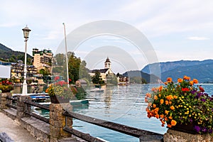 St. Wolfgang waterfront with Wolfgangsee lake, Austria