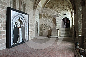 st étienne chapel in a medieval abbey at le mont-saint-michel in normandy (france)
