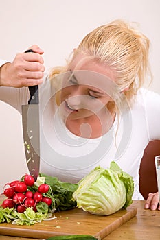 Stabbing the vegetables