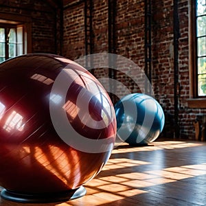 Stability ball, gym equipment use for exercise and workout