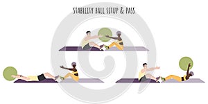 Stability ball situp and pass partner workout