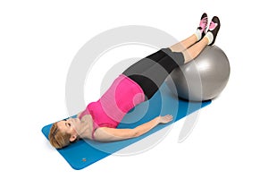 Stability Fitness Ball Leg Curls, Female Exercise