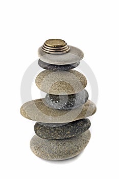 Stability, wealth and welfare - stack with coins