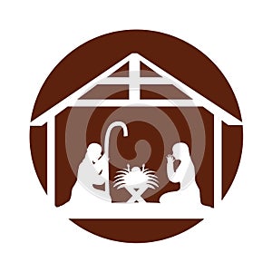 Stable with holy family manger