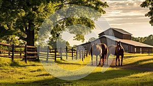 stable horses on farm