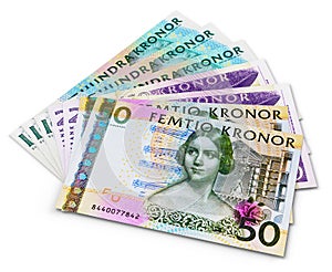Stack of 100, 50 and 20 swedish krona banknotes