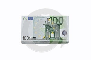 Stack of 100 euro banknotes