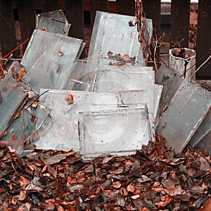 Stack of abandoned broken glass
