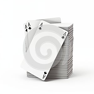 Stack Of Ace Of Spades Playing Cards On A White Background