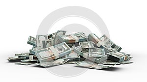 Stack of 10000 Afghanistan Afghanis notes isolated on white background