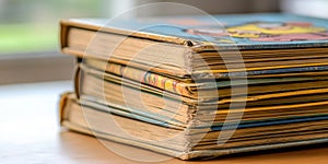 Stack of Aged Comic Books Close-up