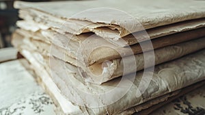 Stack of Aged Papers with Textured Surface