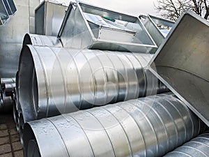 Stack of Aluminum Air Tubes and Ducts