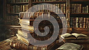 The Stack of Antique Books.AI generated image