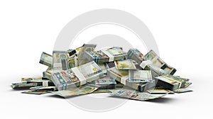 Stack of 100000 Armenian Dram notes isolated on white background