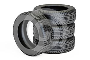 Stack of automobile tires, 3D rendering