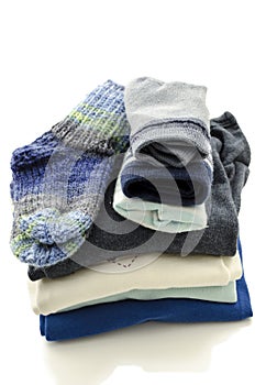 A stack of baby clothes