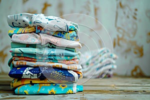 stack of baby onesies with unisex patterns