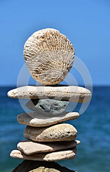 Stack of Balancing Stones in Nature