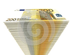 Stack of banknotes. Two hundred euros.