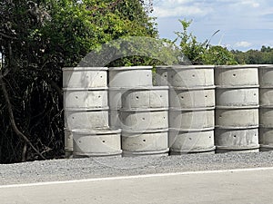 a stack of barrels for storage