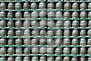 Stack of beer barrels