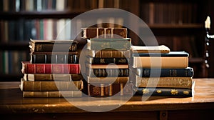 stack bibles on table