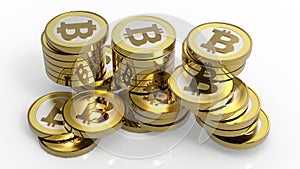 Stack of bitcoins isolated on white