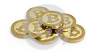 Stack of bitcoins isolated on white