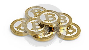 Stack of bitcoins isolated on white