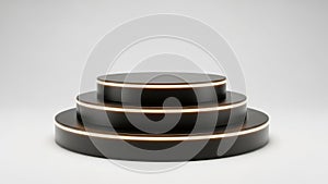 Stack of black circular objects isolated on white background