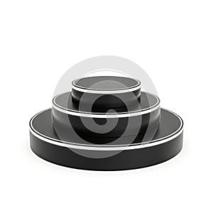 Stack of black circular objects isolated on white background