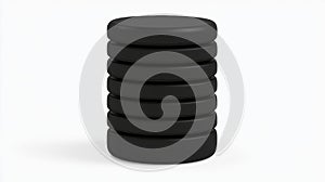 A stack of black cylindrical objects.