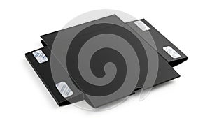 Stack of black file folders isolated on white background