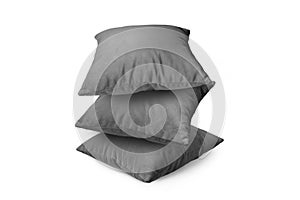 Stack of black pillows isolated on white background
