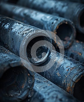 Stack of black pipes