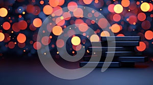 A stack of black rectangular objects with a gradient background.